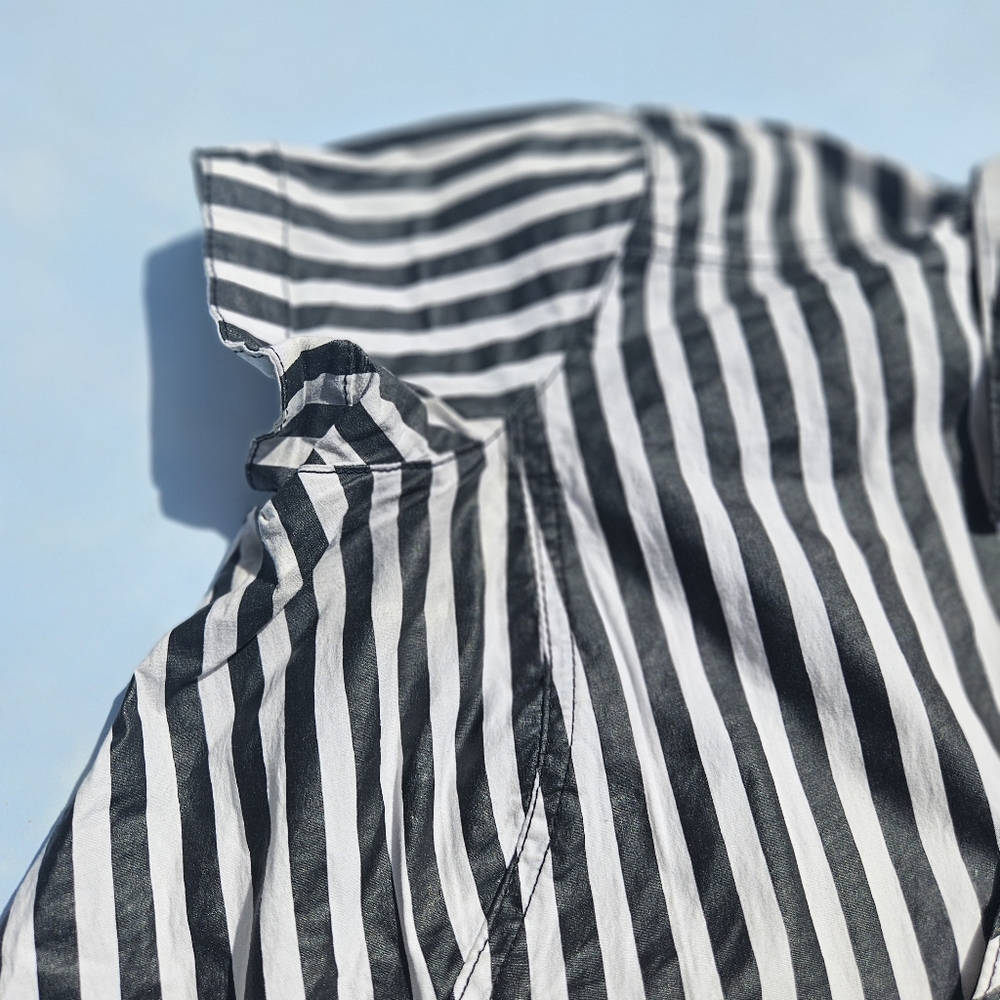 Tripp NYC Black & White Top Y2k Early 2000s Short Sleeve Button Down Goth Tripp - Picture 5 of 12
